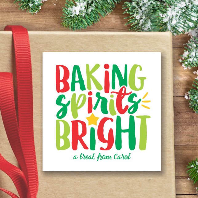 Baking Spirits Bright Festive Red Green Christmas Square Sticker (Creator Uploaded)