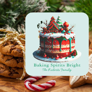 Baking Spirits Bright Festive Treat Christmas Square Sticker