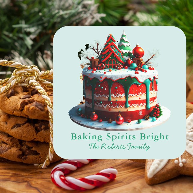 Baking Spirits Bright Festive Treat Christmas Square Sticker (Creator Uploaded)