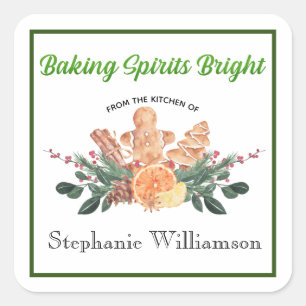 Baking Spirits Bright Food Gift "from Kitchen of"  Square Sticker
