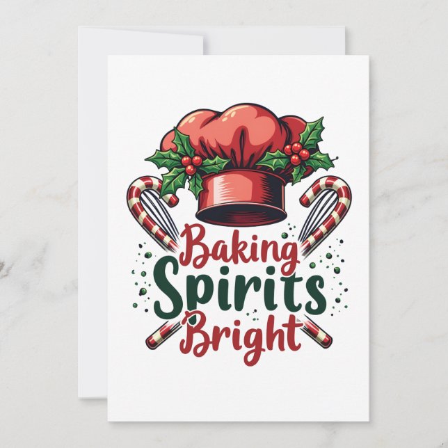 Baking Spirits Bright Funny Baking Chef Baker   Holiday Card (Front)