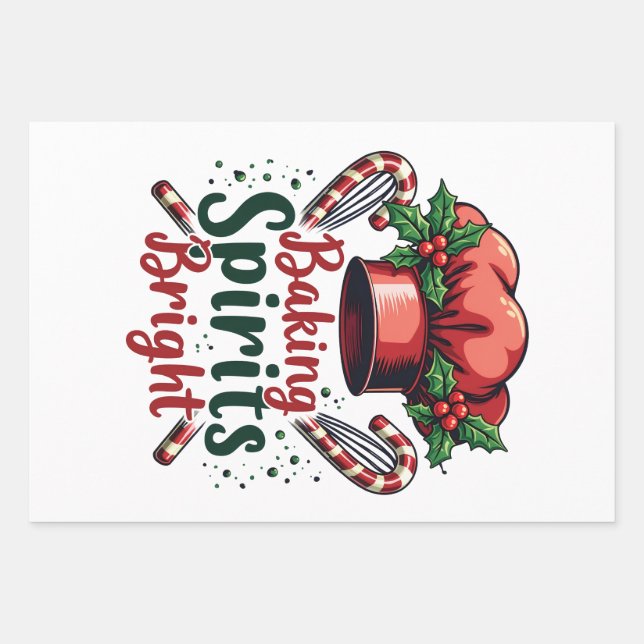 Baking Spirits Bright Funny Baking Chef Baker   Wrapping Paper Sheet (Front)