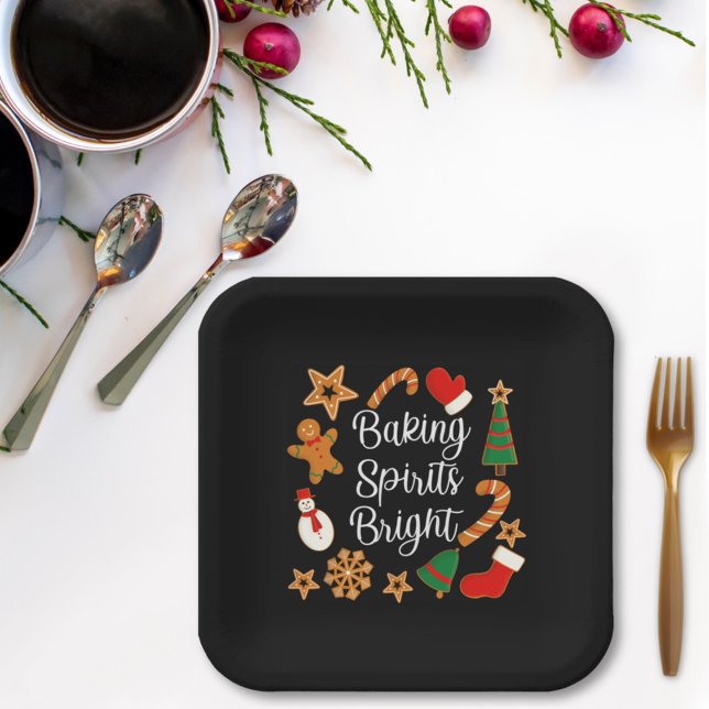Baking Spirits Bright Gingerbread Christmas Cookie Paper Plate (Creator Uploaded)
