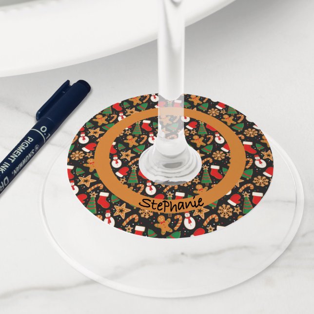 Baking Spirits Bright Gingerbread Christmas Cookie Wine Glass Tag (Creator Uploaded)