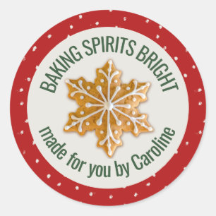 Baking Spirits Bright   Gingerbread Cookie Custom Classic Round Sticker