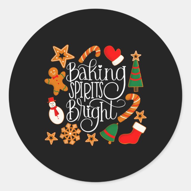 Baking Spirits Bright Gingerbread Cookies Dark Classic Round Sticker (Front)