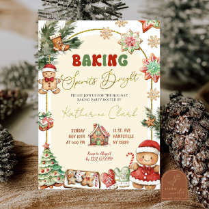 Baking Spirits Bright Gingerbread Holiday Party Invitation