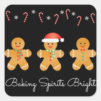 Baking Spirits Bright Gingerbread Men Square Sticker