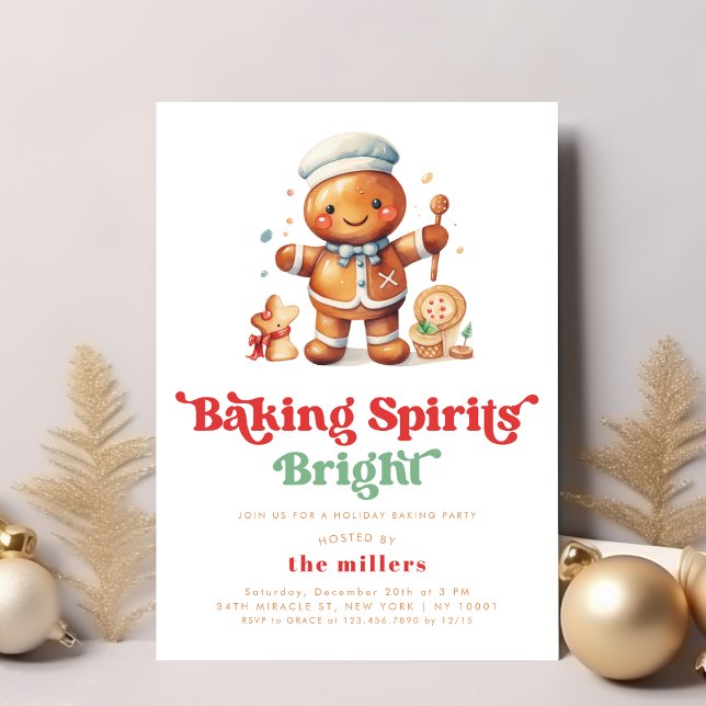 Baking Spirits Bright Holiday Christmas Bake Party Invitation (Baking Spirits Bright Holiday Christmas Bake Party Invitation)