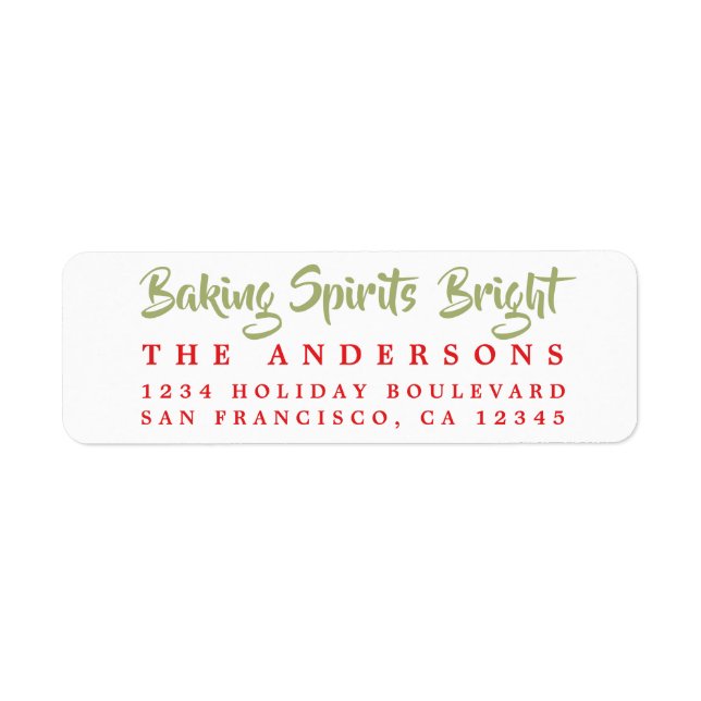 Baking Spirits Bright Holiday Label Return Address Label (Front)