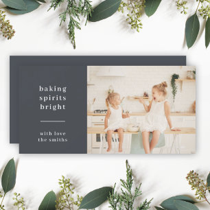 Baking Spirits Bright   Modern Stylish Kids Photo Holiday Card