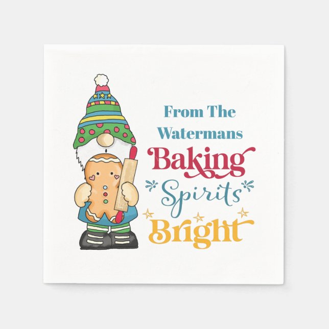 Baking Spirits Bright  Monogram Christmas Napkin (Front)