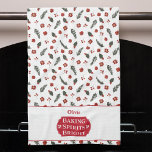 Baking Spirits Bright Monogrammed Christmas Tea Towel<br><div class="desc">Baking Spirits Bright Monogrammed Christmas kitchen towel. Festive holiday floral pattern to brighten up the kitchen this holiday season. Perfect for holiday cooking baking and decorating parties.  Modern logo style design with your name. Great as a gift for your favourite baker or for everyone attending your cookie baking party.</div>