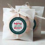 Baking Spirits Bright Personalised Holiday Baking Classic Round Sticker<br><div class="desc">Label your sweet holiday treats with these cute red and green stickers! Design features "Baking Spirits Bright" in the centre,  surrounded by your custom text. We love it with "from the kitchen of [your name]" with the cookie type beneath.</div>