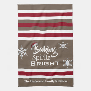 Baking Spirits Bright Personalised Holiday Kitchen Tea Towel
