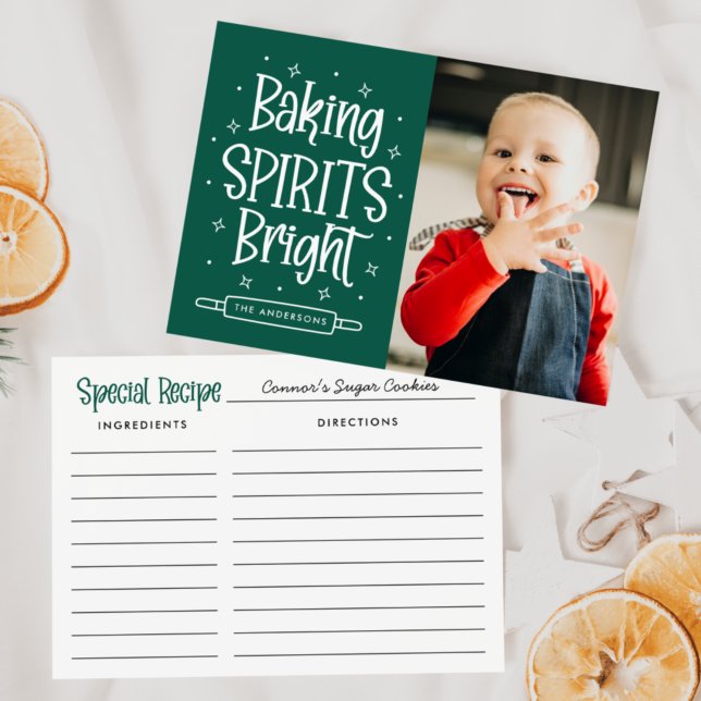 Baking Spirits Bright Recipe Card Holiday Photo (Creator Uploaded)