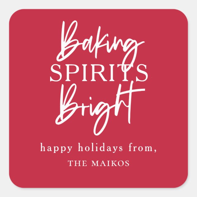 Baking Spirits Bright Red Holiday Square Sticker (Front)