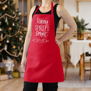 Baking Spirits Bright Red Personalised Christmas Apron