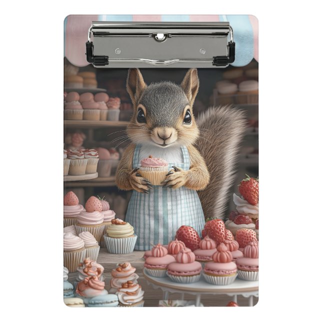 Baking Squirrel with Cupcake Mini Clipboard (Front)