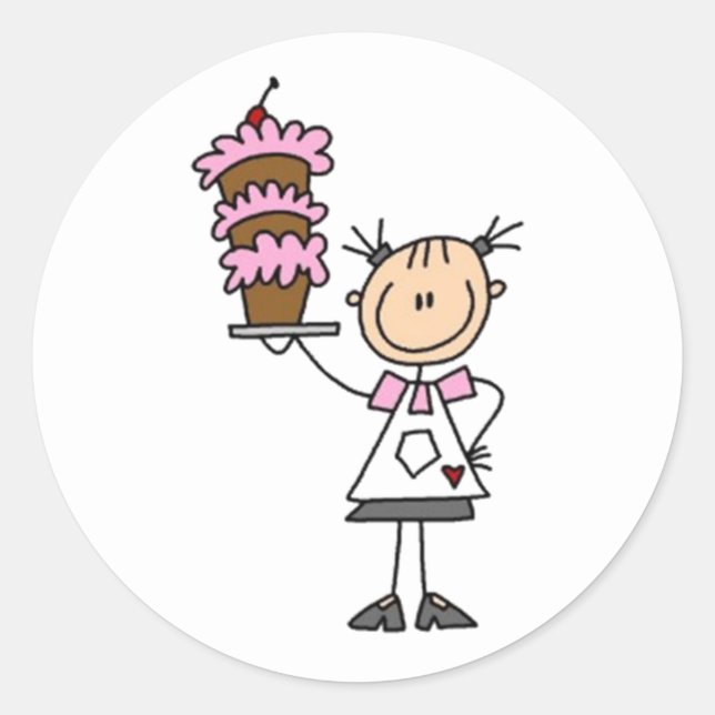 Baking Stick Figure Classic Round Sticker (Front)