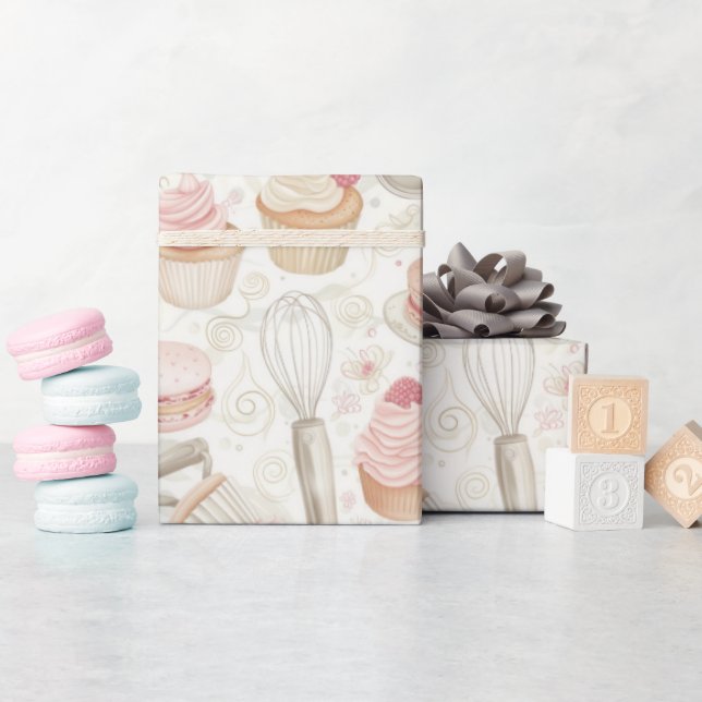 Baking Sweet Desserts Pattern Wrapping Paper (Baby Shower)