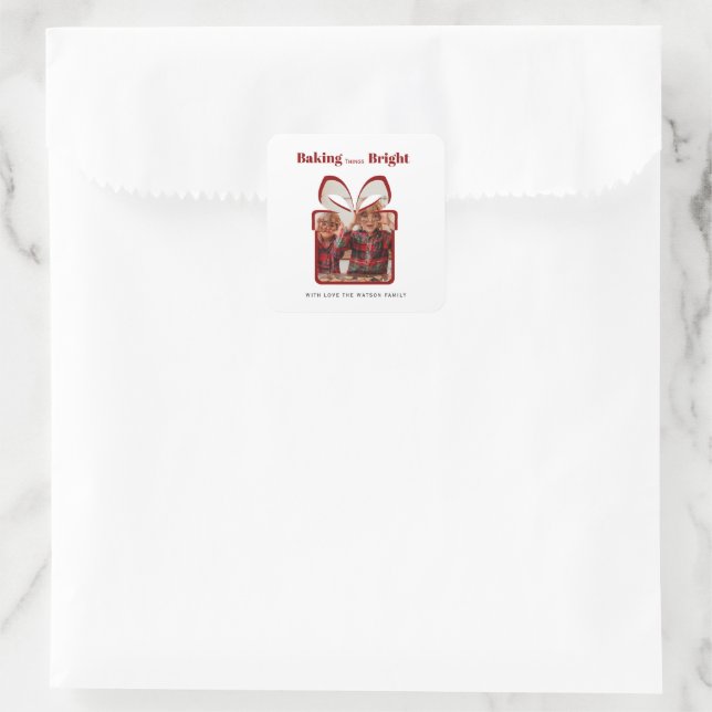 baking this bright christmas photo  square sticker (Bag)