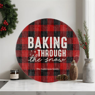 Baking Through the Snow Buffalo Plaid Christmas Cutting Board