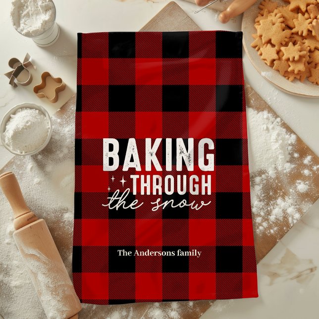 Baking Through the Snow Buffalo Plaid Christmas Tea Towel (Creator Uploaded)