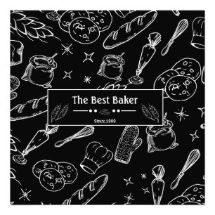 baking tools and food black white kitchen baker photo print