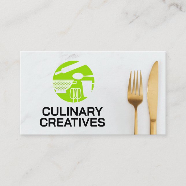 Baking Tools Logo | Silverware Business Card (Front)