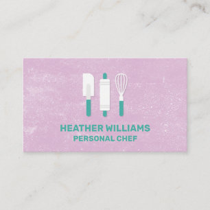 Baking Tools Purple Texture Background Business Card