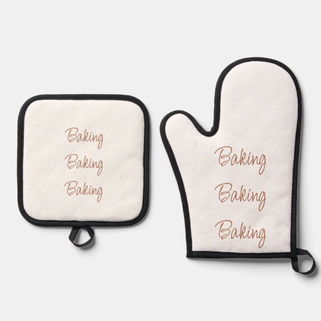 Baking Typography Oven Mitt & Pot Holder Set (Front)