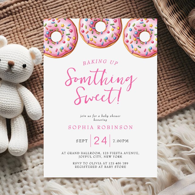 Baking Up Somthing Sweet Doughnuts Girl Baby Showe Invitation (Creator Uploaded)