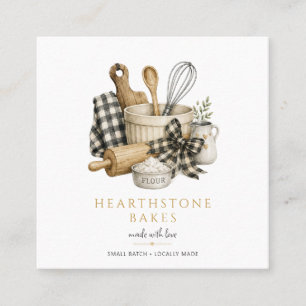 Baking Utensils Artisan Baker Bakery Square Business Card