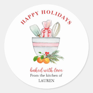 Baking Utensils Bakers Christmas Holiday Classic R Classic Round Sticker