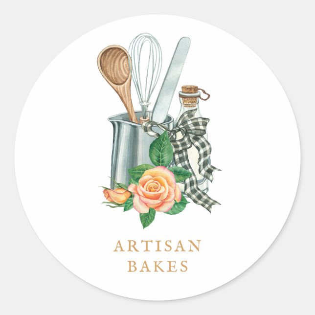 Baking Utensils Bakery Baker Classic Round Sticker (Front)