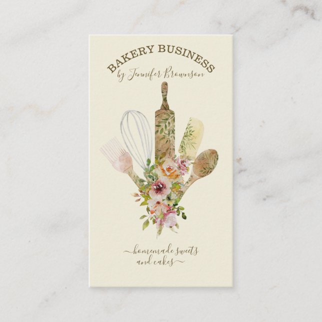 Baking utensils Catering Cook Chef ivory Business Card (Front)