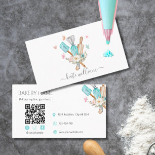Baking Utensils Floral Pastry chef Business Card