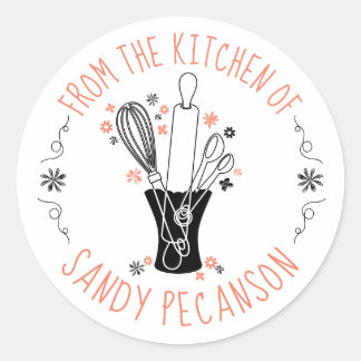 baking utensils vase bakery from the kitchen of classic round sticker