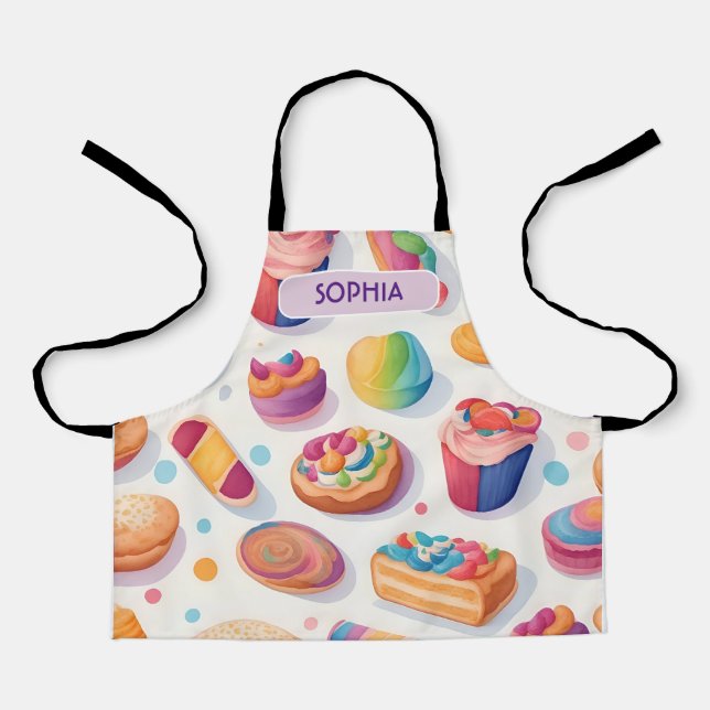 Baking Watercolor Colourful Personalised Pattern Apron (Front)