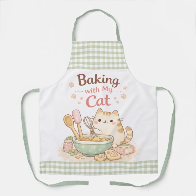 Baking with My Cat Kawaii Pastel Cute Kitty Apron (Front)