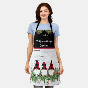 Baking with my Gnomies Red Hat Buffalo Plaid  Apron
