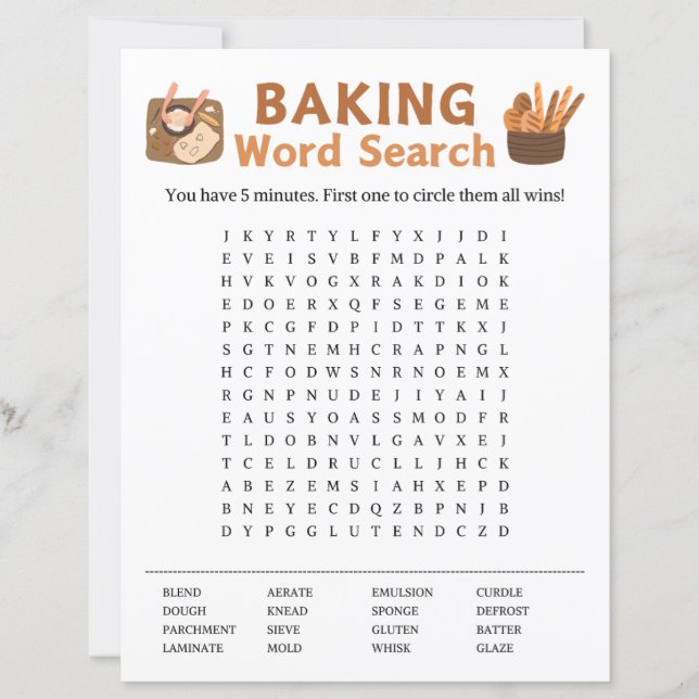 Baking Word Search Game (Front)
