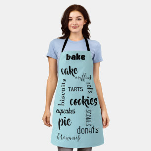 Baking Words Blue Kitchen Apron