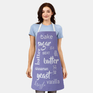 Baking Words Blue Violet Apron