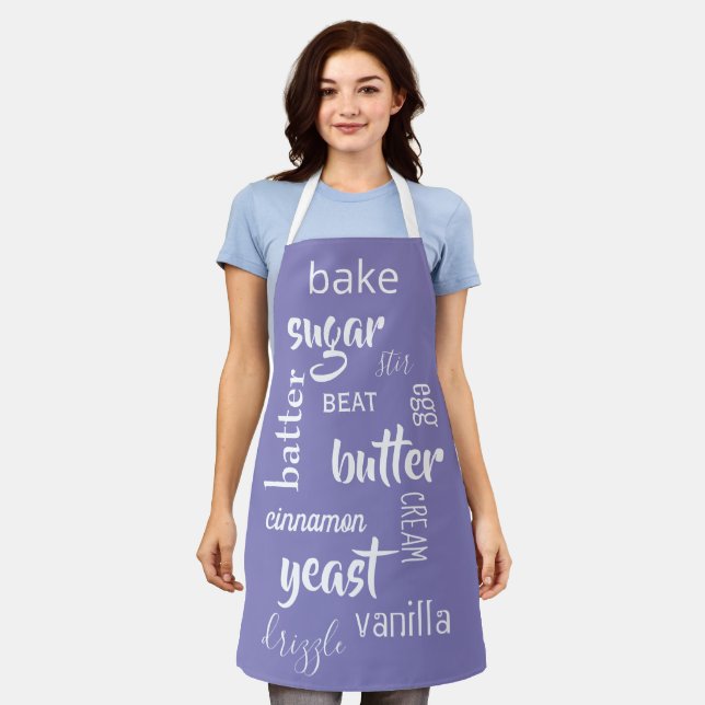 Baking Words Blue Violet Apron (Worn)