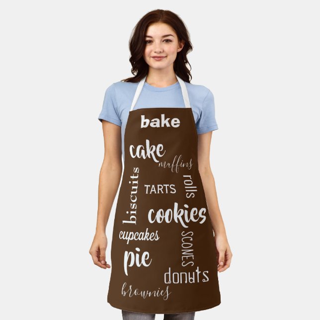 Baking Words Brown Kitchen Apron (Worn)