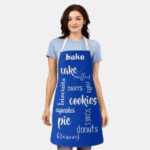 Baking Words Dark Blue Kitchen Apron