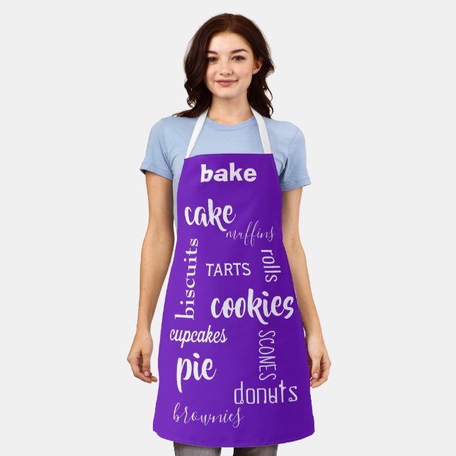Baking Words Purple Kitchen Apron (Worn)