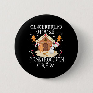 Baking Xmas Gingerbread House Construction Crew De 6 Cm Round Badge